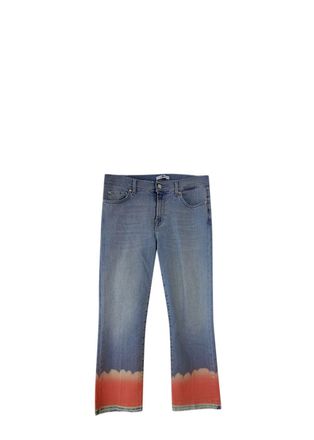 7 For All Mankind Mid-Wash Coral Bleach Denim Cropped Jeans Size 28/71