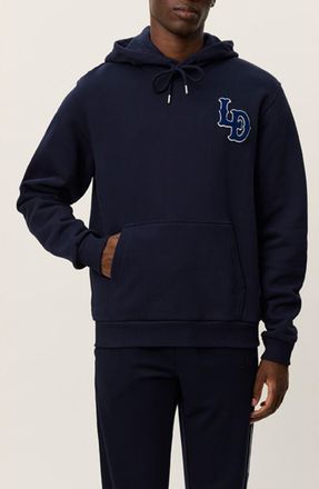 Les Deux Brady Logo Patch Hoodie in Dark Navy at Nordstrom, Size Xx-Large