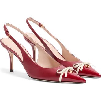 Valentino Garavani Bepointy Pointed Toe Slingback Pump in Red/Ivory at Nordstrom, Size 10.5Us