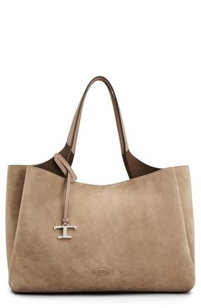 Tod's Apa 2 Suede Top Handle Bag in Creta Chiaro at Nordstrom