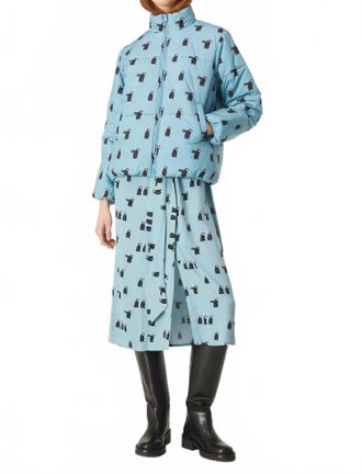 Compa&ntilde;&iacute;afant&aacute;stica Penguin Print Quilted Bomber Jacket In Blue