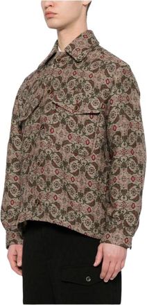 Uma Wang Light Jackets, male, Multicolor, M, Patterned Jacquard Shirt Jacket
