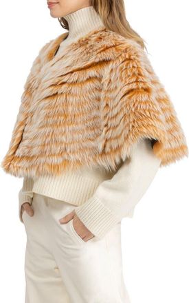 Gorski Genuine Shearling Layered Capelet in Orange Brisa at Nordstrom