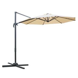 OUTSUNNY 3(m) Garden Banana Parasol Patio Cantilever Hanging Umbrella Beige | TJ Hughes