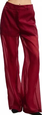 Mimosa Bethany Sheer Organza Pants In Burgundy