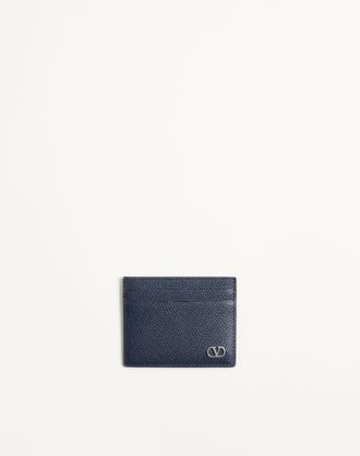 Valentino Garavani Valentino Garavani VLogo Signature Cardholder In Grainy Calfskin Man MARINE UNI