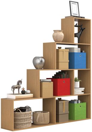 ebuy24 Ebuy24 - Soporte De Madera Vcm Estante De Escalera Estante Escalonado Estante Divisor De Sala De Estanter&iacute;a Dubila L (haya)