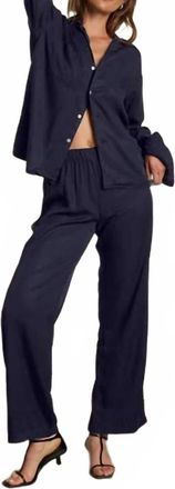 perfectwhitetee Melody Tencel Button Up Shirt In Navy