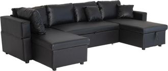 Happy Garden Happy Garden - Sofá panorámico convertible en polipiel scott 4 plazas negro