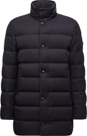 Moncler Moncler Vallonpierre Hooded Wool Long Down Jacket, Men, Blue, Size: 2