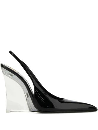Saint Laurent patent slingback wedge heels - Black