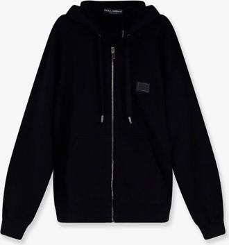 Dolce & Gabbana Felpa in cotone con patch logo in metallo - DOLCE & GABBANA - gender_Man