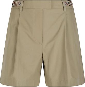 Burberry Check Trim Katoen Poplin Shorts - Dames - Korte Broeken - Beige - 2XS - Katoen - Korte Broeken