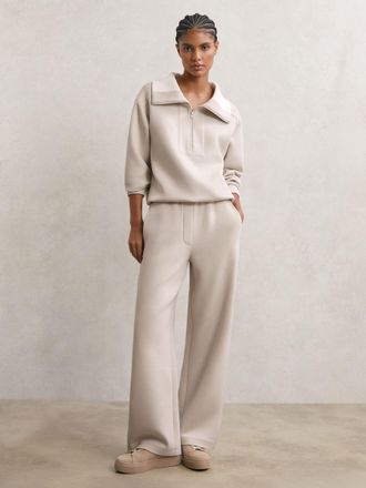 Reiss Stone Premium Interlock Wide-leg Joggers, Slo