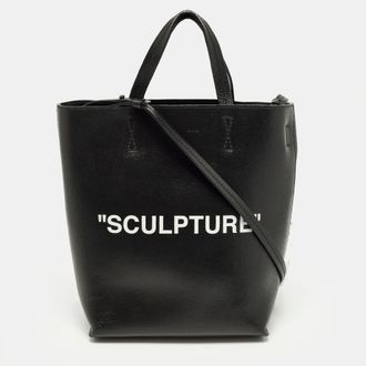 Off-white sculpture Black Leather Vertical Tote