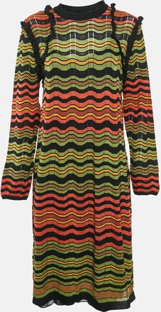 M Missoni Multicolor Patterned Knit Ruffled Midi Dress