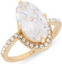 Nordstrom Rack Oval Cut Cubic Zirconia Halo Ring in Clear- Gold at Nordstrom Rack, Size 7