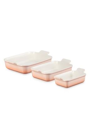LE CREUSET The Heritage Set of 3 Rectangular Baking Dishes in Peche at Nordstrom