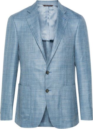Canali interwoven blazer - men - Wool/Silk/Linen/Flax/Cupro - 48 - Blue