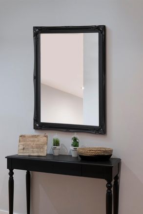 MirrorOutlet Hamilton Black Antique Design Wall Mirror 117cm x 91cm | Size: 117 cm x 91 cm