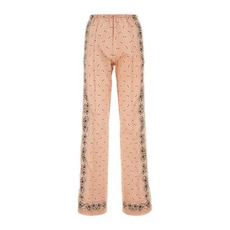 Palm Angels Gedrukte Linnenmix Broek - Dames - Straight fit broeken - Veelkleurig - XS - Linnen - Broeken