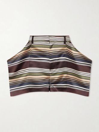 sacai Shorts In Raso A Righe - Verde