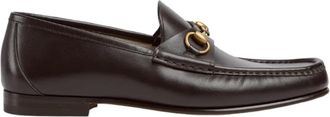 Gucci Donkerbruine Leren Horsebit Loafers - Heren - Loafers - Bruin - 44 1/2 EU - Leer - Schoenen