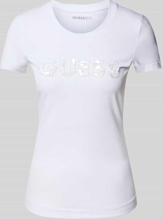 Guess T-Shirt mit Label-Detail in Weiss, Gr&ouml;&szlig;e XS