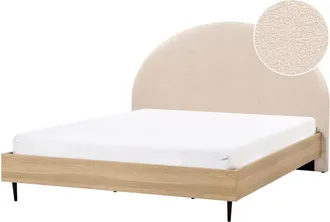 Beliani Cama matrimonial de tejido beige 180x200