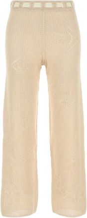 Bode Crochet-detail Broek - Dames - Wijde Broeken - Beige - XS - Katoen - Broeken