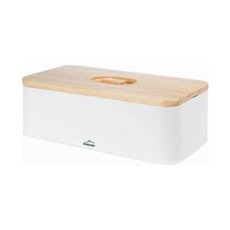 Lacor Portapane in stile nordico con tagliere sul coperchio [42 x 22,5 x 12,5 cm] - Bianco opaco