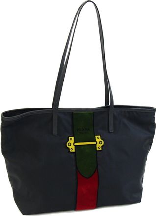 Prada Black Nylon Leather Tote Bag (Pre-Owned)