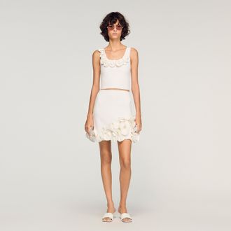 Sandro Short floral knit skirt