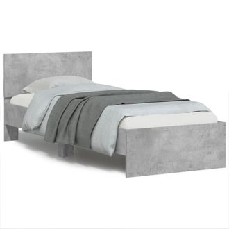 Berkfield Home Bed Frame without Mattress with LED Lights Concrete Grey 90x190 cm Single