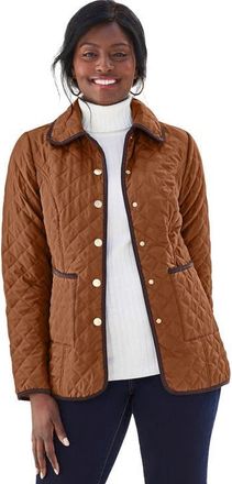 Jessica London Snap Front Quilted Coat in Cognac at Nordstrom, Size 22