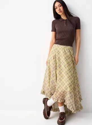 Twik Womens Asymmetrical chiffon skirt