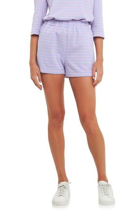 English Factory Breton Stripe Shorts in Lavender/Pink at Nordstrom, Size X-Small