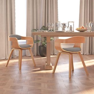 vidaXL Sillas De Comedor 2 Uds Madera Curvada Y Tela Gris Taupe Vidaxl