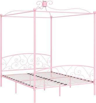 vidaXL Estructura De Cama Con Dosel Sin Colch&oacute;n Metal Rosa 180x200 Cm Vidaxl
