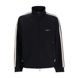 Emporio Armani Hoodies & sweatvesten, Heren, Blauw, XS, Katoen, Blauwe Logo Sweaters met Rits