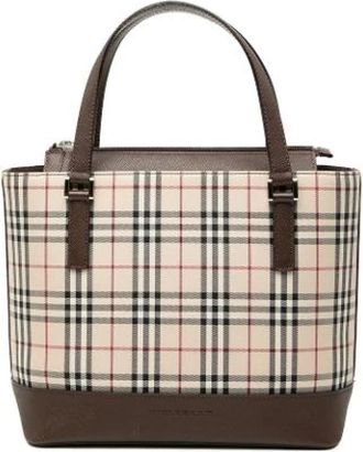 Burberry Pre-owned Canvas Handbag - Dames - Vintage Handtas - Beige - ONE Size - Leer - Vintage