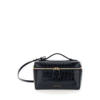 Victoria Beckham Black Crossbody Bag With Logo Lettering On The Front And Adjustable Removable Strap Leather For Women Calf Shoulder