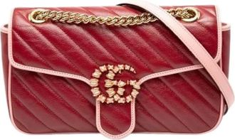 Gucci Pre-owned Cross Body Bags, female, Red, Size: ONE SIZE Pre-owned Quilted Flap Crossbody Bag