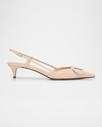 Valentino Garavani 40mm VLogo Patent Leather Slingback Pumps