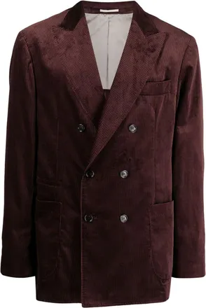 Brunello Cucinelli Sea Island double-breasted corduroy blazer - men - Cupro/Cotton - 48 - Purple