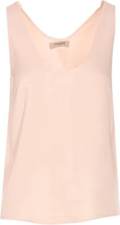 Twinset Satijnen Top met Brede Schouders - Dames - Tops zonder mouwen - Roze - XL - Satijn - Tops