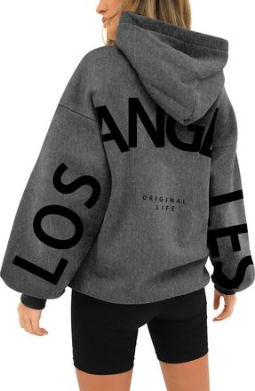 Generic Warehouse Deals Clearance HUIFUAO Los Angeles Hoodie for women UK Oversized Sweatshirt for Women Long Sleeve Plus Size Womens Hoodies Pullover With Po