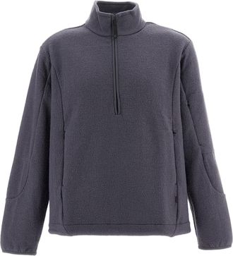 Pas Normal Studios Grey Off-Race Boiled Wool Half-Zip Knit Sweater