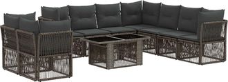 vidaXL Conjunto De Sof&aacute;s De Jard&iacute;n 10 Uds. Gris Rat&aacute;n Sint&eacute;tico Vidaxl