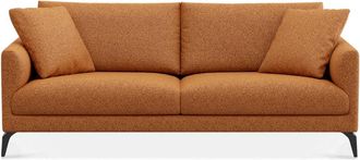 Castlery Lena Sofa Customized, Performance Boucle, Rust, Matte Black Legs, Spill Resistant, Removable Covers for Sofas